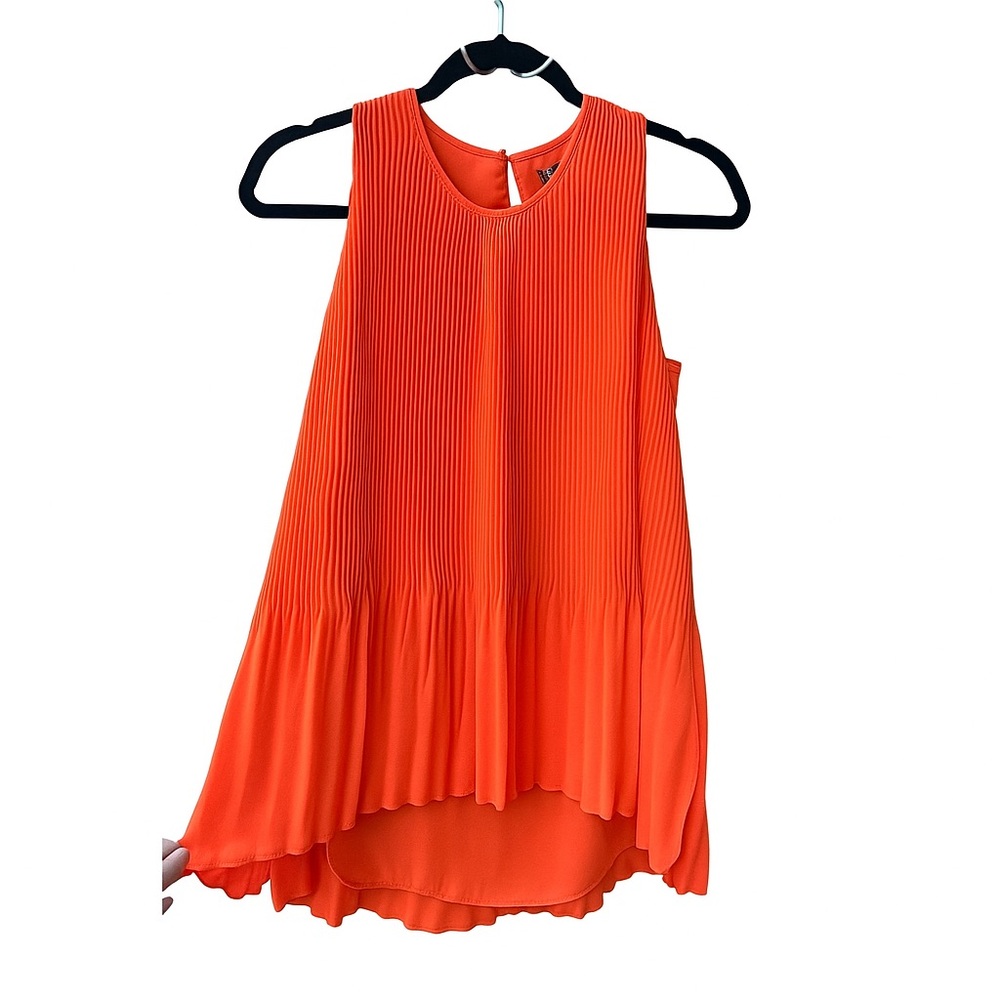 Zara | Orange Asymmetrical Pleated Tank Top | Size XS |